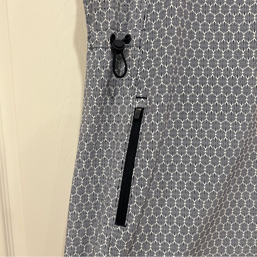 T by Talbots Zip Pocket Adjustable Waist Geometric Midi Dress Womens Size Large - Picture 5 of 9